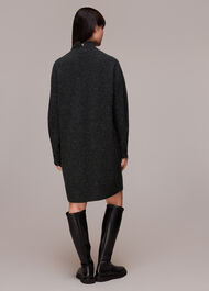 Funnel Neck Flecked Knit Dress