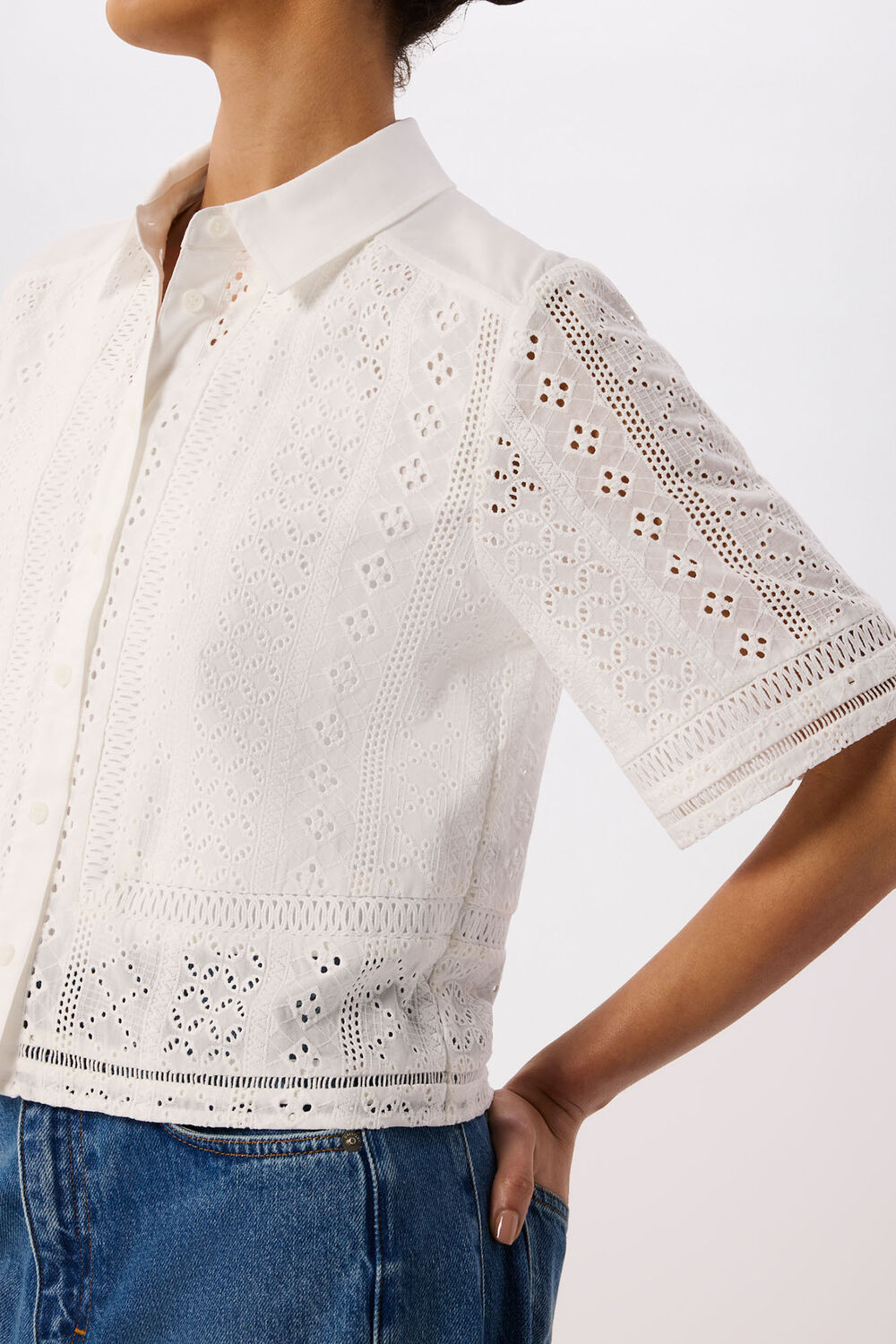 White Broderie Cotton Shirt