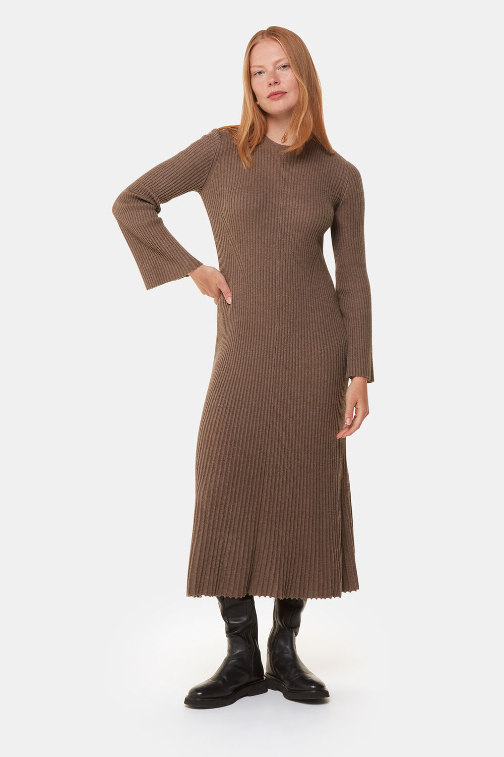 Taupe Willow Ribbed Knit Dress