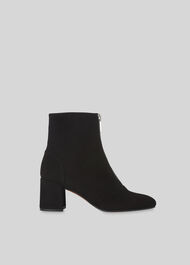 Rowan Suede Zip Front Boot Black