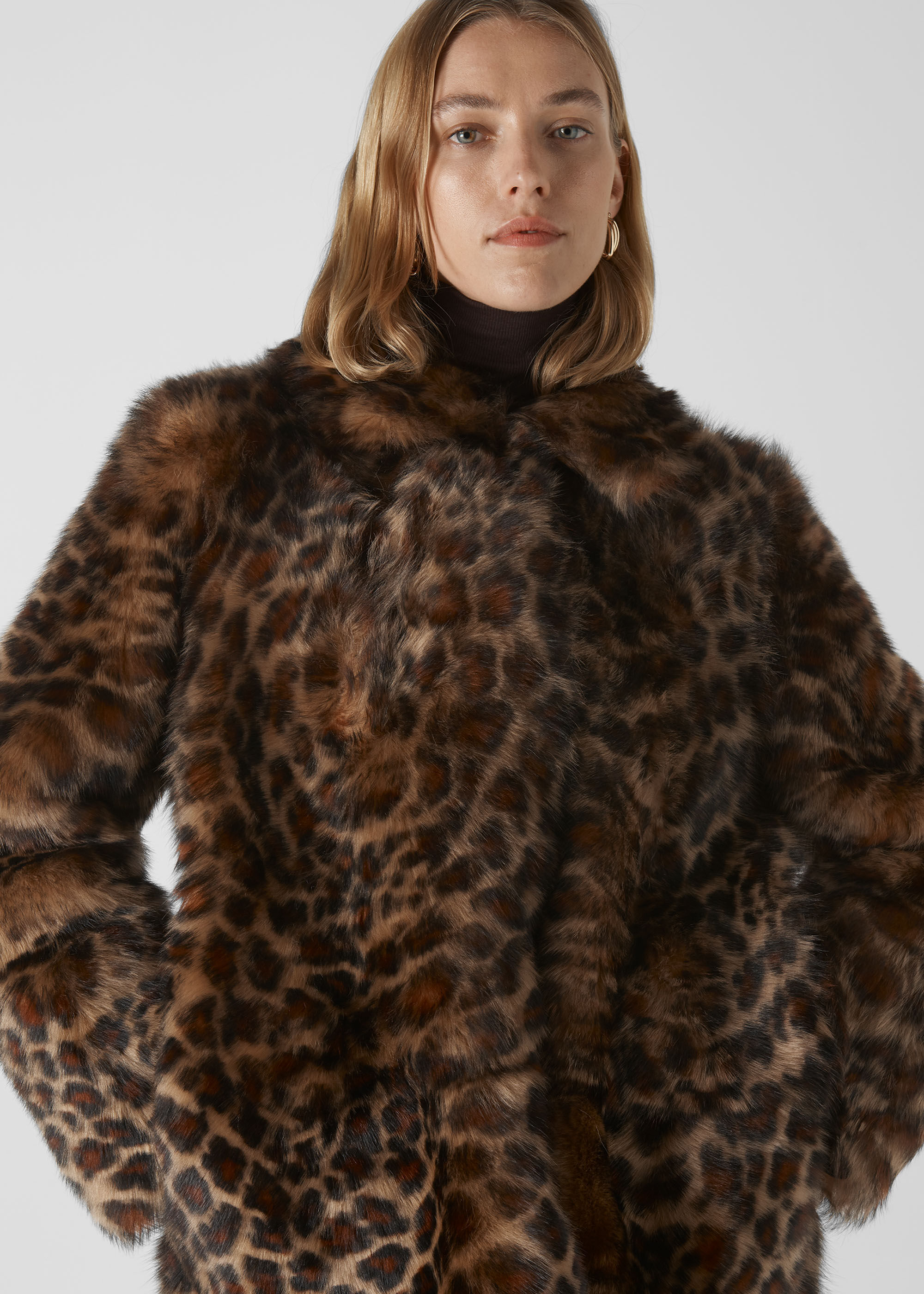 Leopard Print Animal Alba Shearling Coat WHISTLES Whistles UK