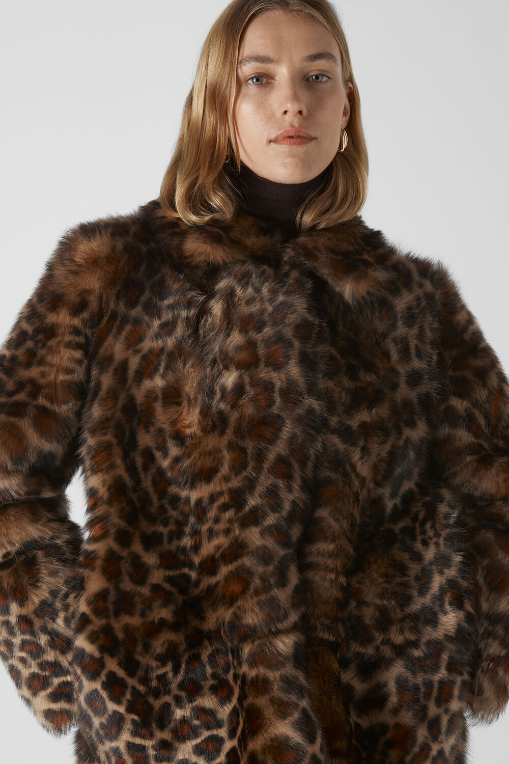 Animal Alba Shearling Coat Leopard Print