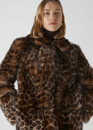 Animal Alba Shearling Coat Leopard Print
