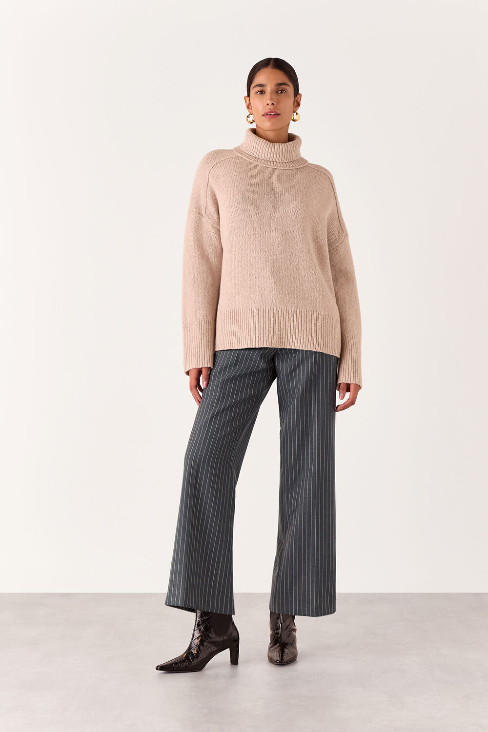 Isla Pinstripe Wool Trouser