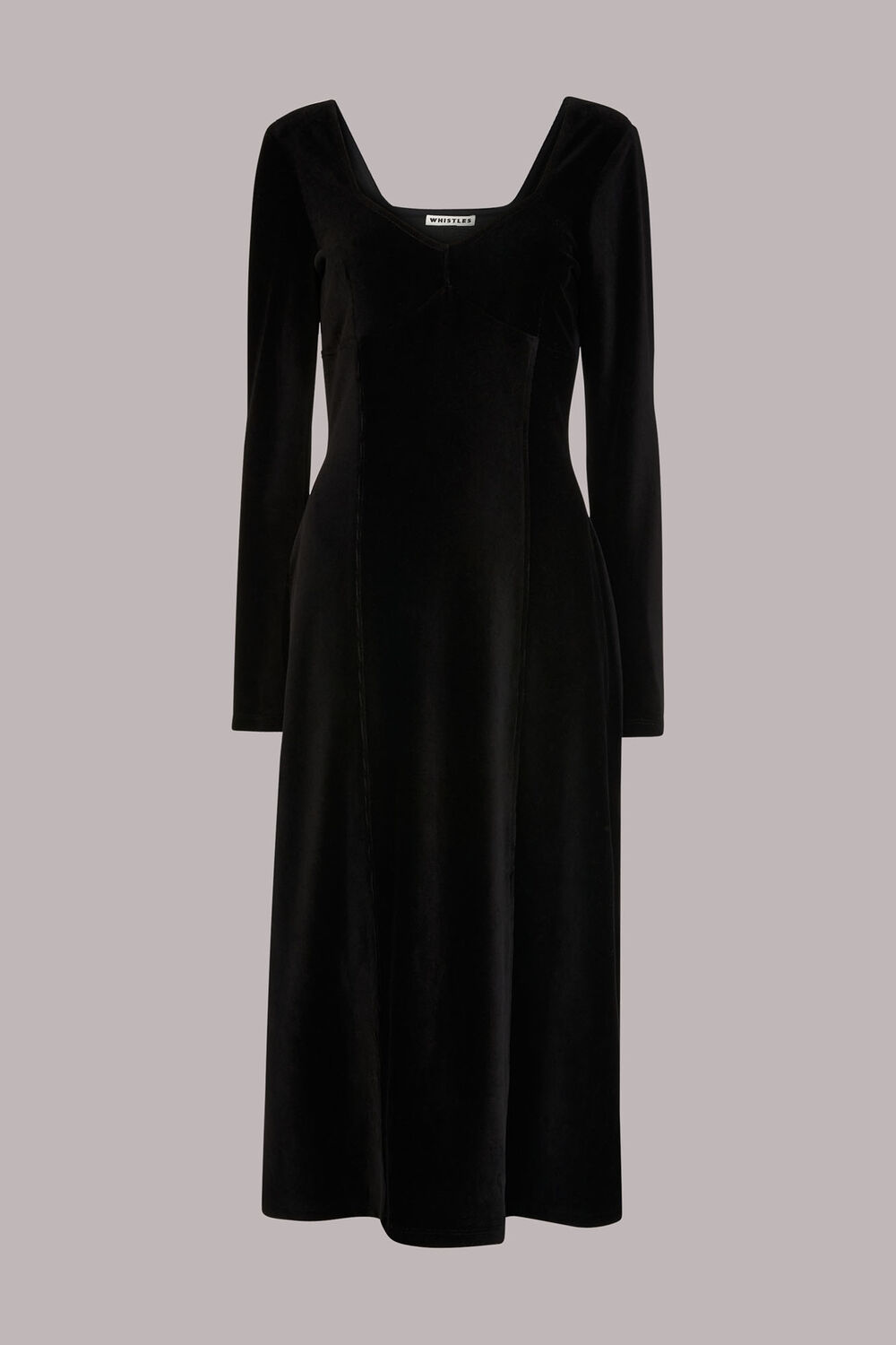 Black Cord Velvet Bust Detail dress