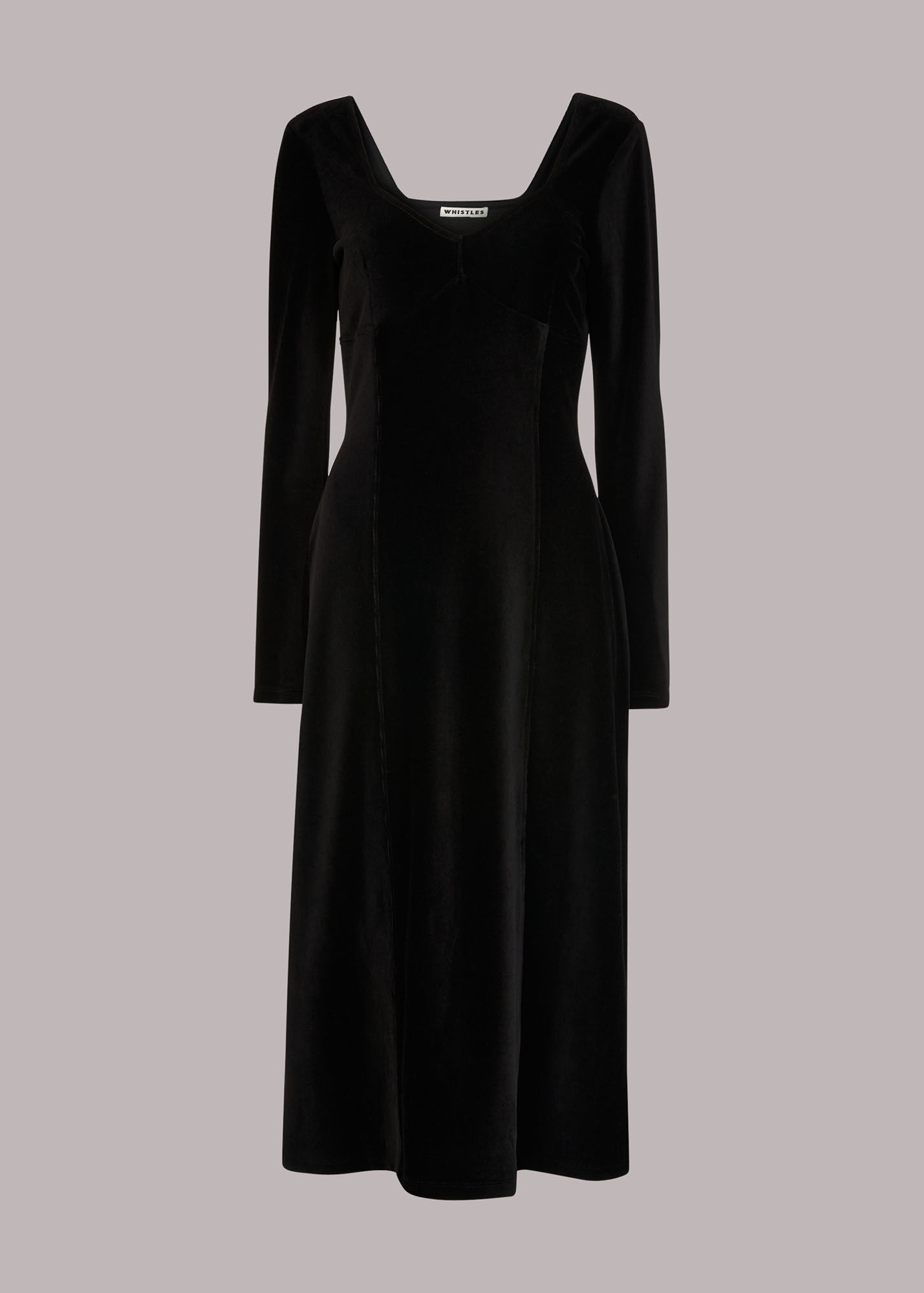 Black Cord Velvet Bust Detail Dress WHISTLES