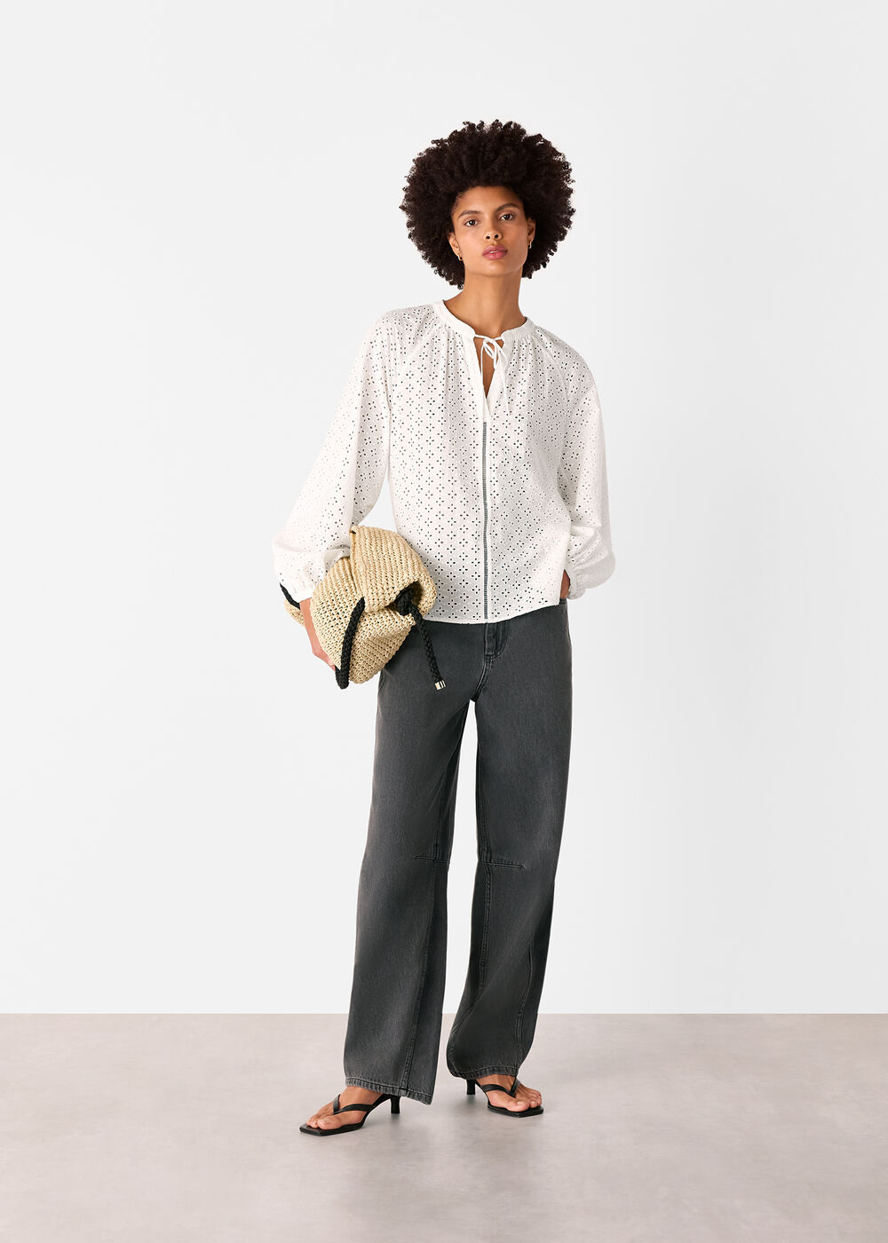 Broderie V Neck Blouse