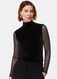 Velvet Mesh Sleeve Top