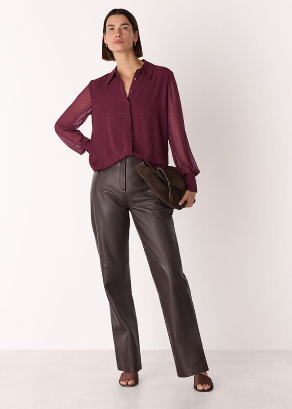 Burgundy Hot Fix Sheer Shirt