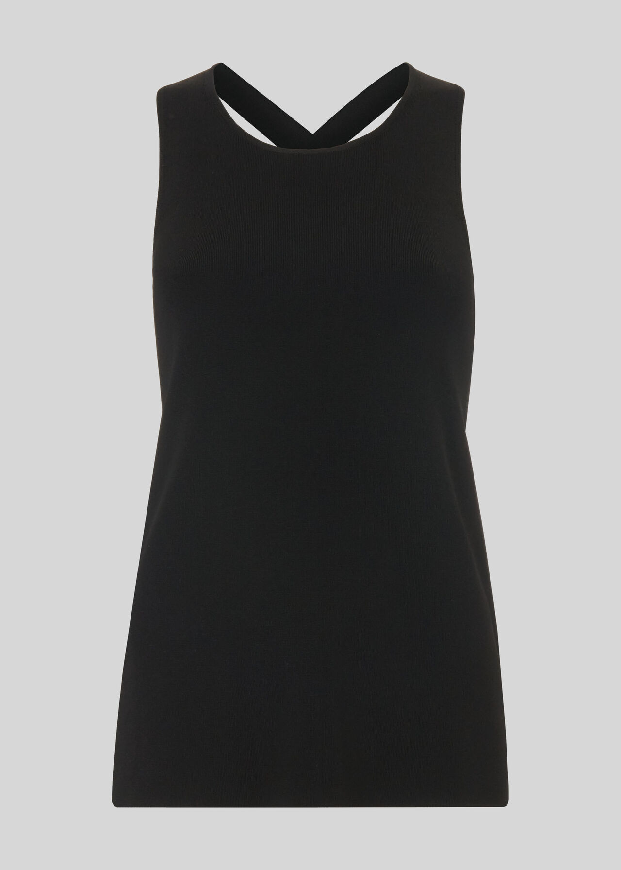 Swing Back Knitted Tank Top Black