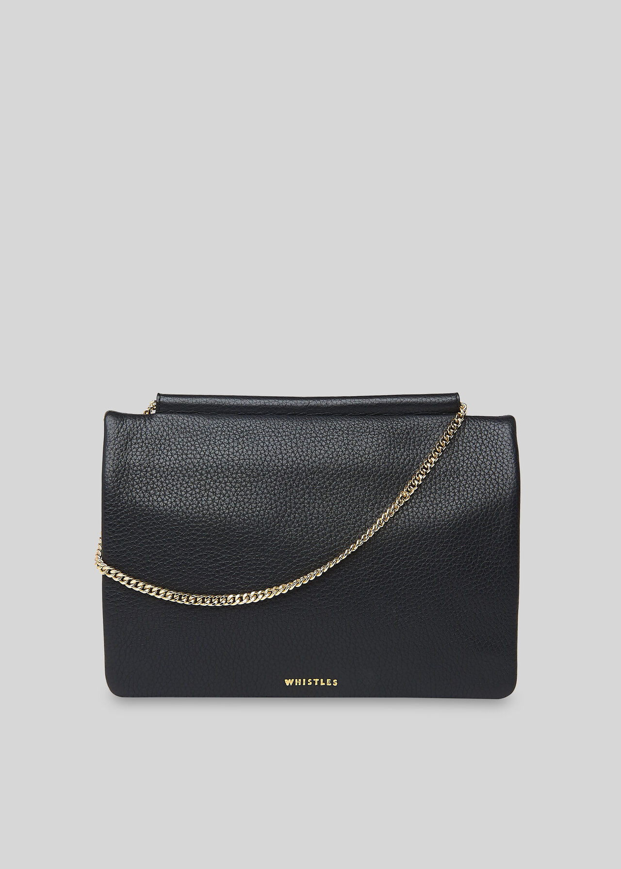 Nala Chain Foldover Clutch Black