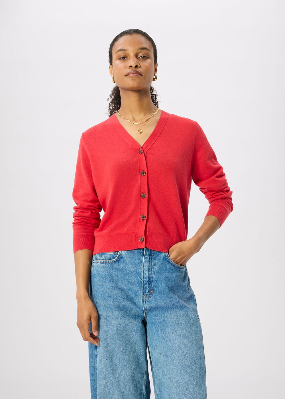 V Neck Linen Cardigan