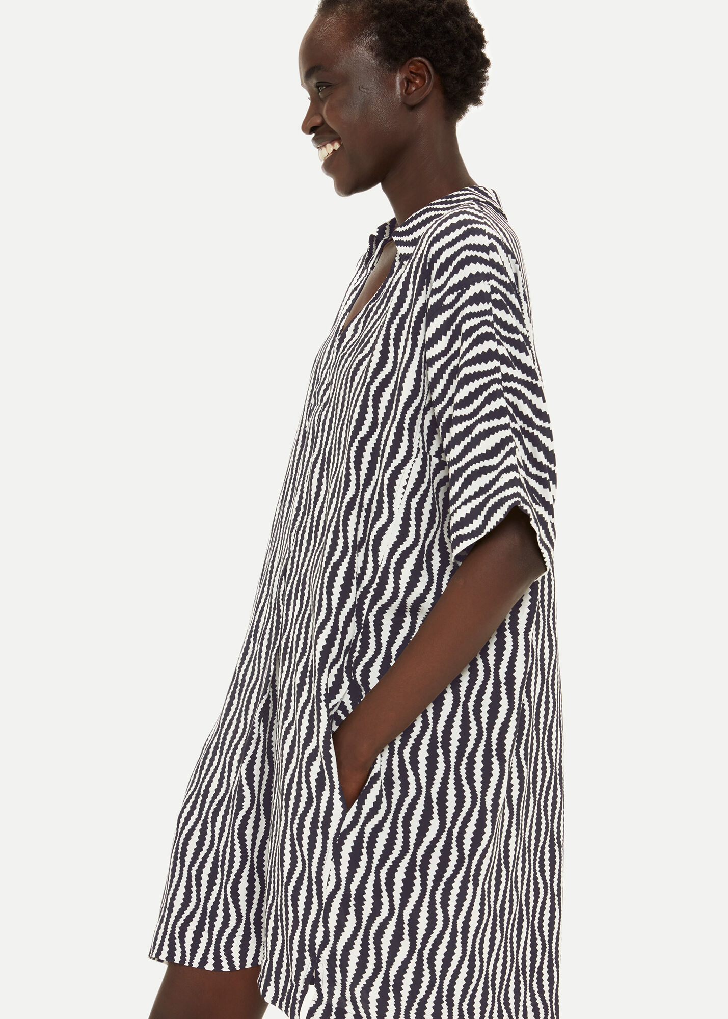 Black/White Melanie Optical Rope Dress | WHISTLES | Whistles UK