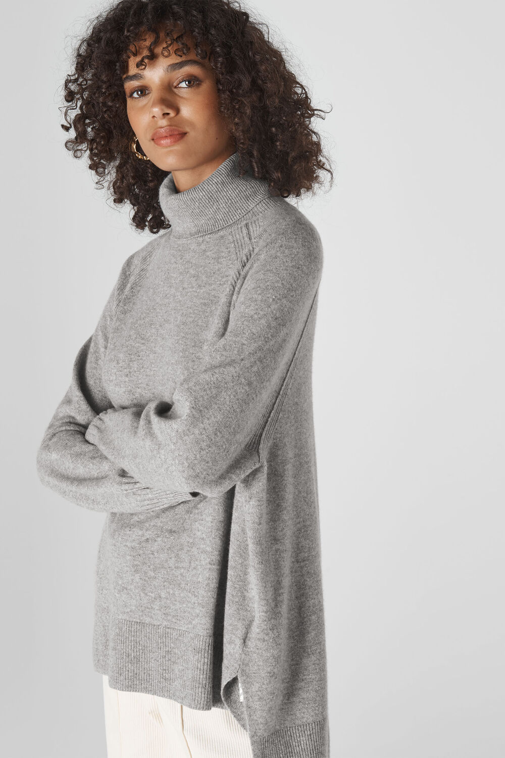 Cashmere Roll Neck Sweater Grey
