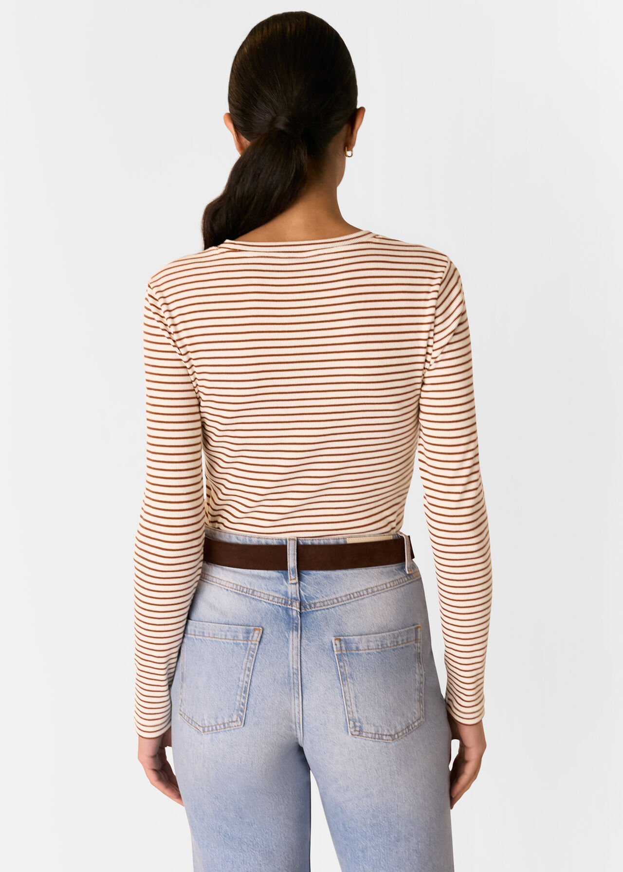 Stripe Crew Neck Jersey Top