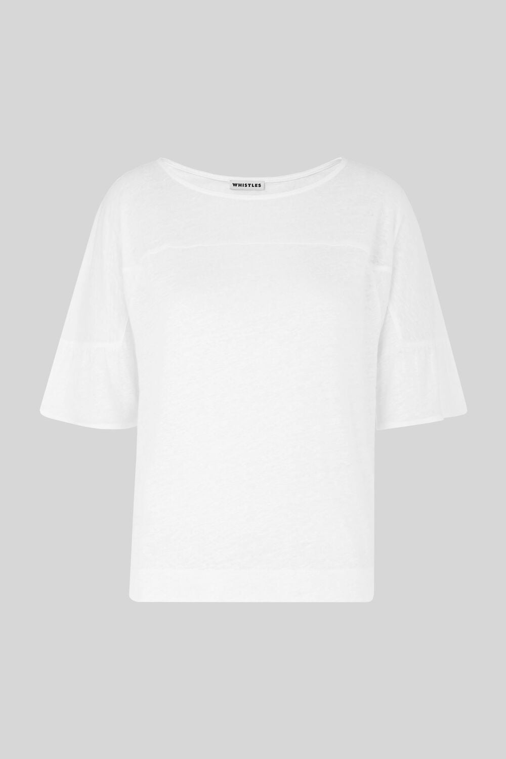 Frill Cuff Linen Tee White