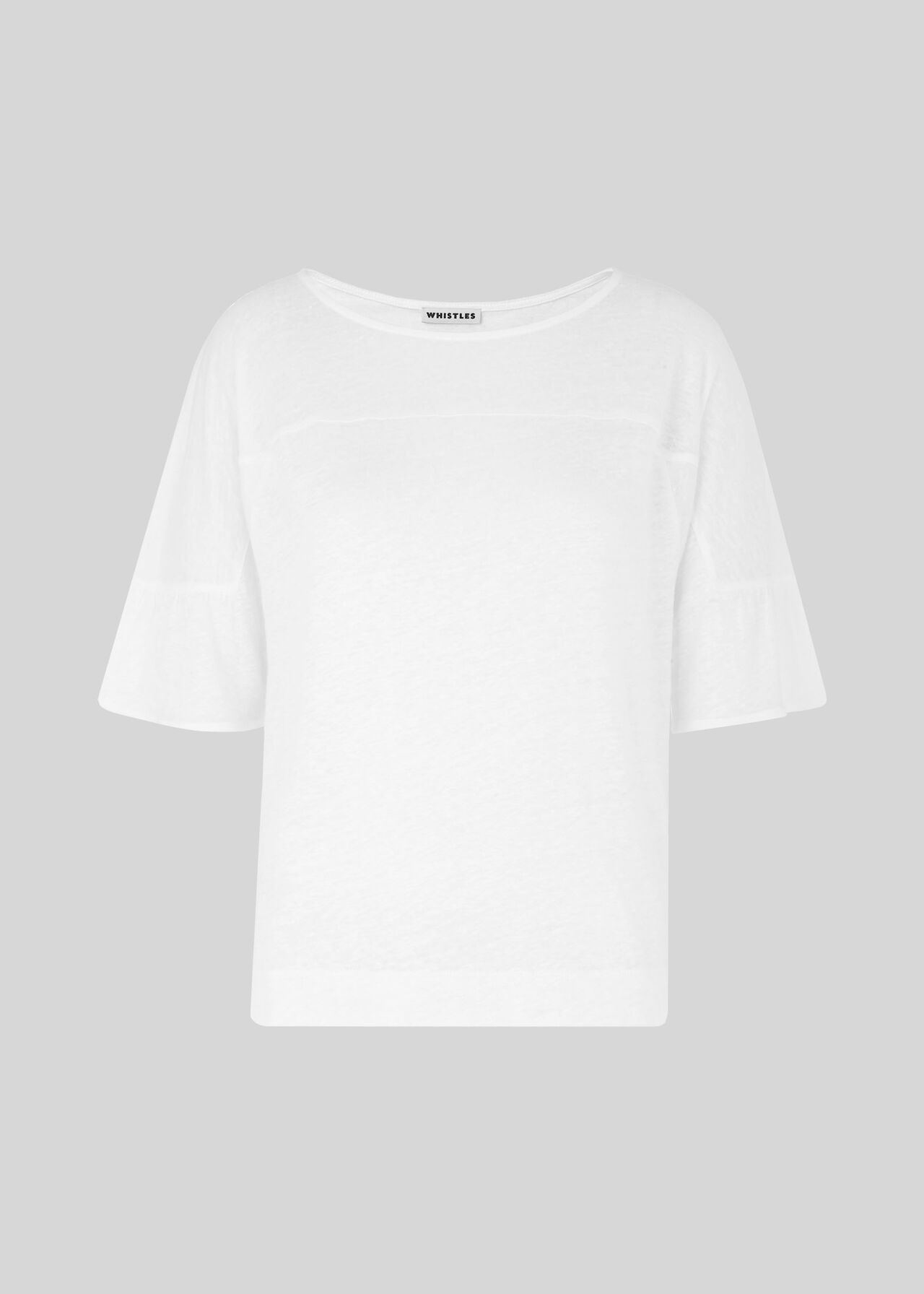 Frill Cuff Linen Tee White