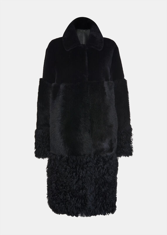 Black Cossma Shearling Longline Coat