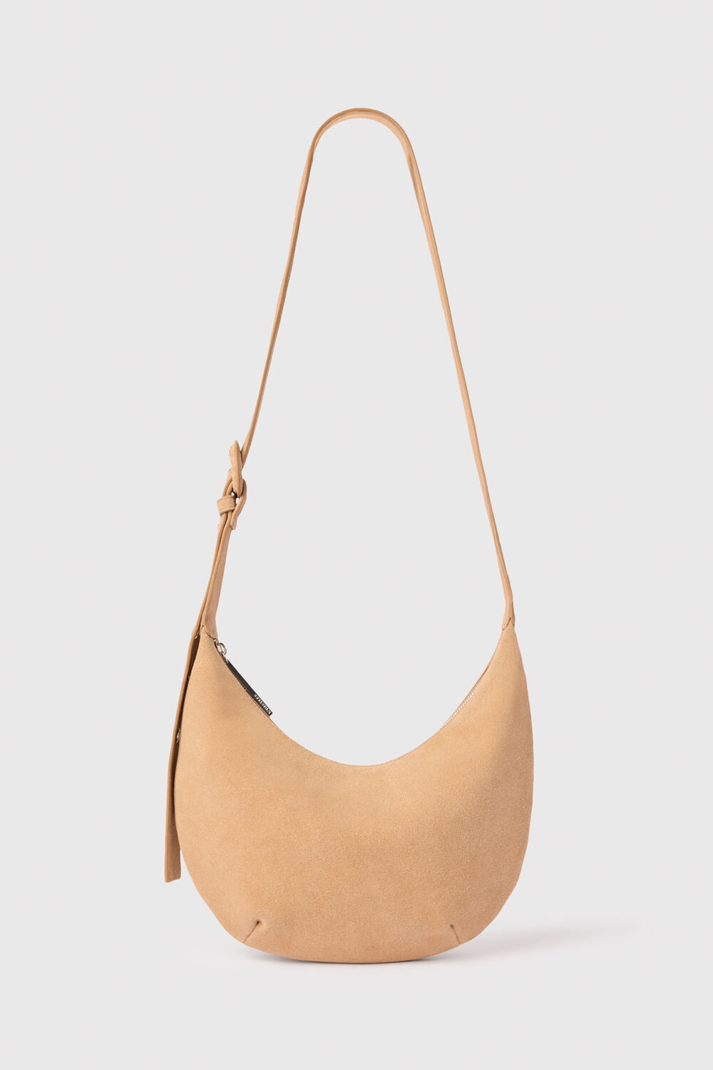Neutral Small Sia Suede Crossbody Bag