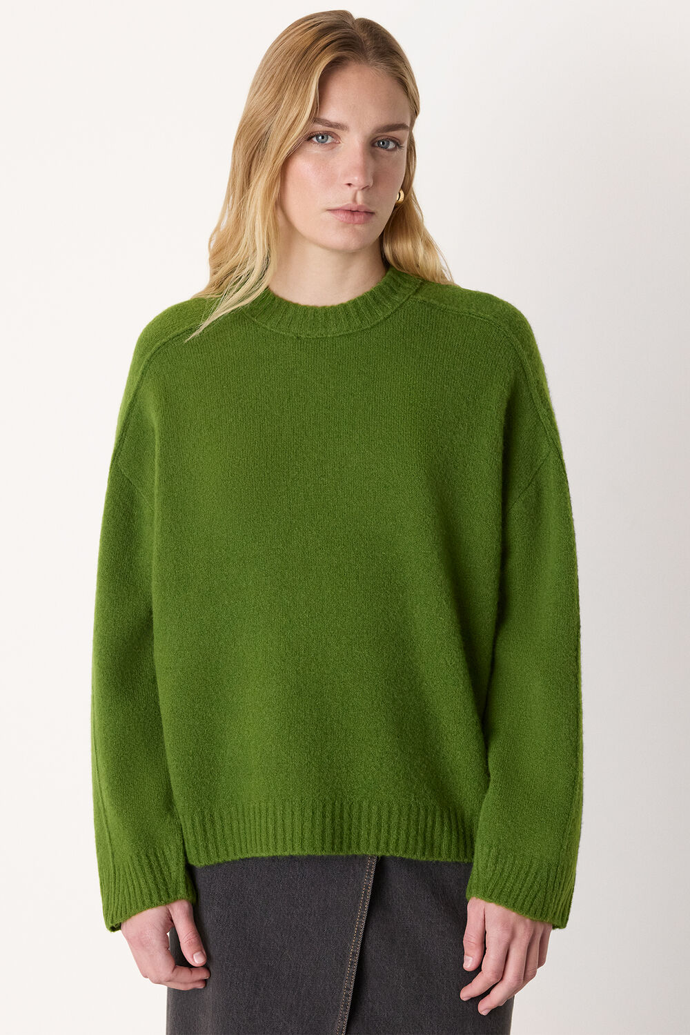 Green Wool Mix Seam Detail Knit