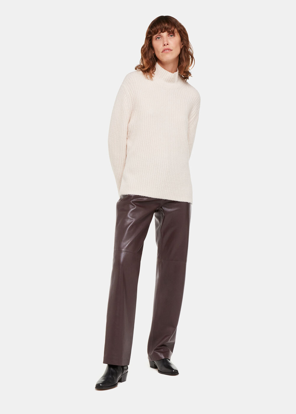 Flat Front Leather Trousers