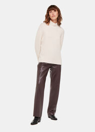 Flat Front Leather Trousers