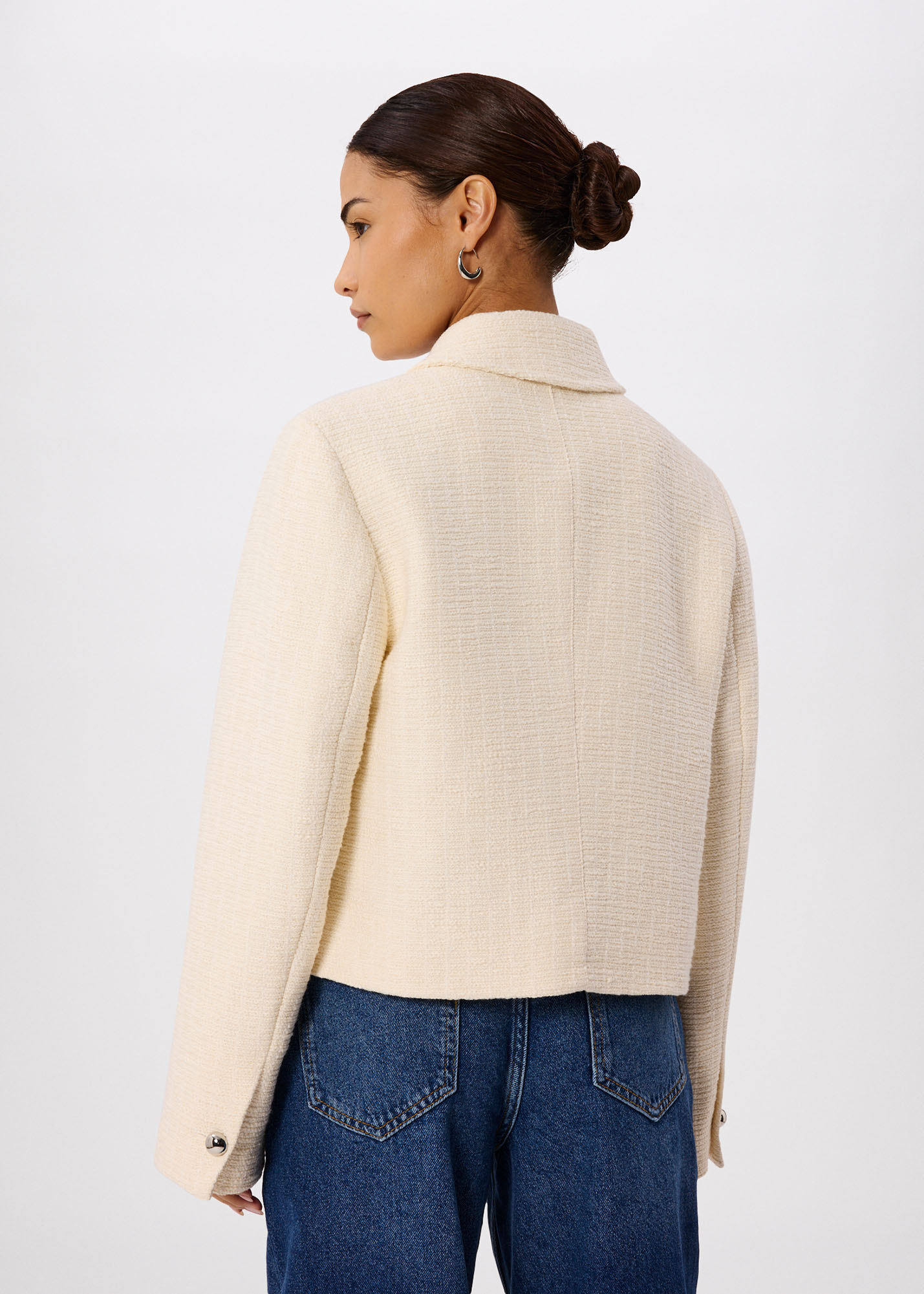 Ivory Petite Cropped Boucle Jacket | WHISTLES | Whistles US |
