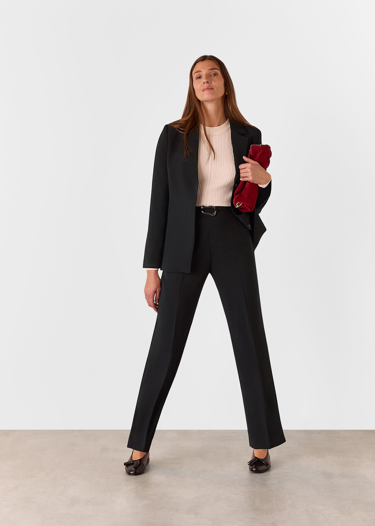 Corinna Belted Crepe Trouser