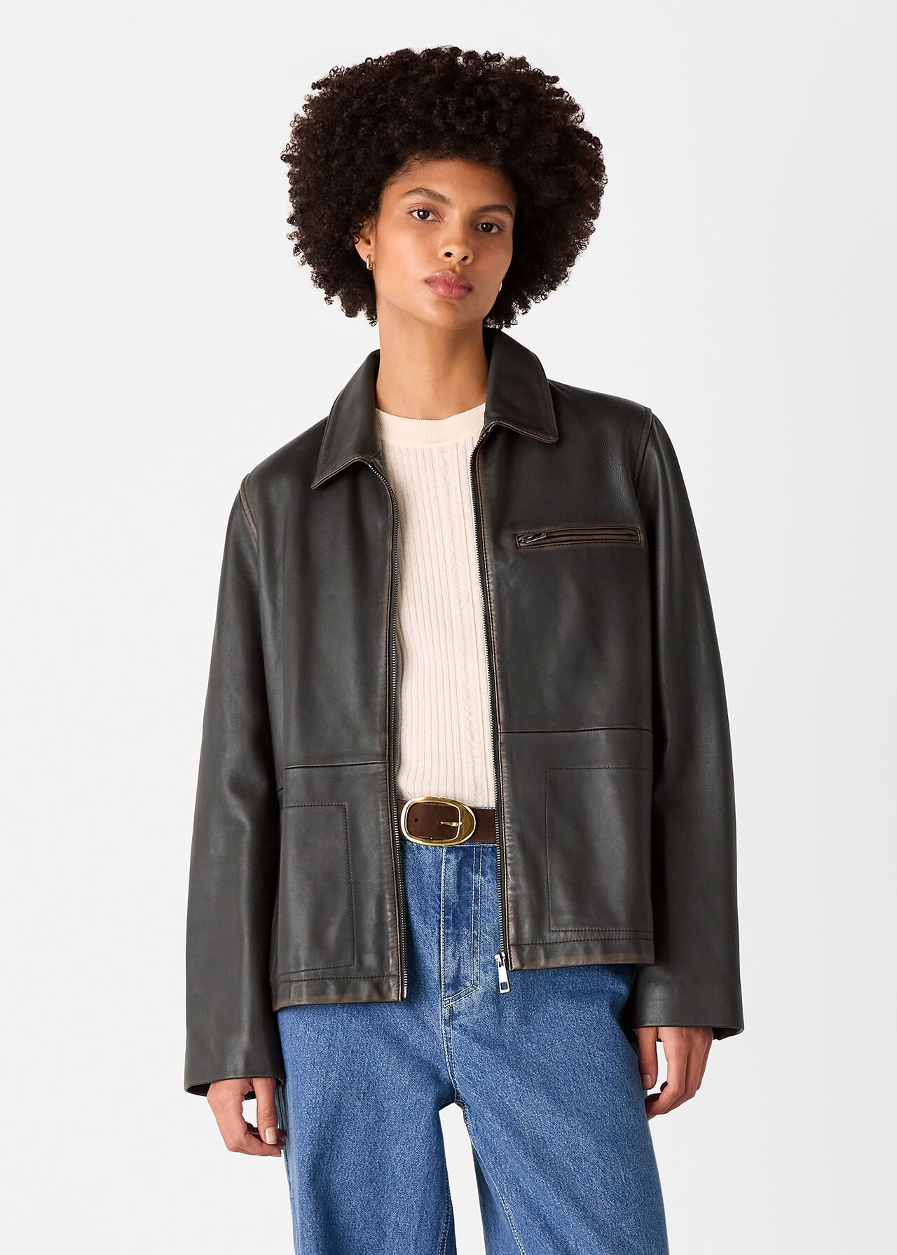 Kate Burnished Leather Jacket
