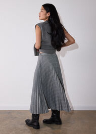 Petite Check Pleated Midi Skirt