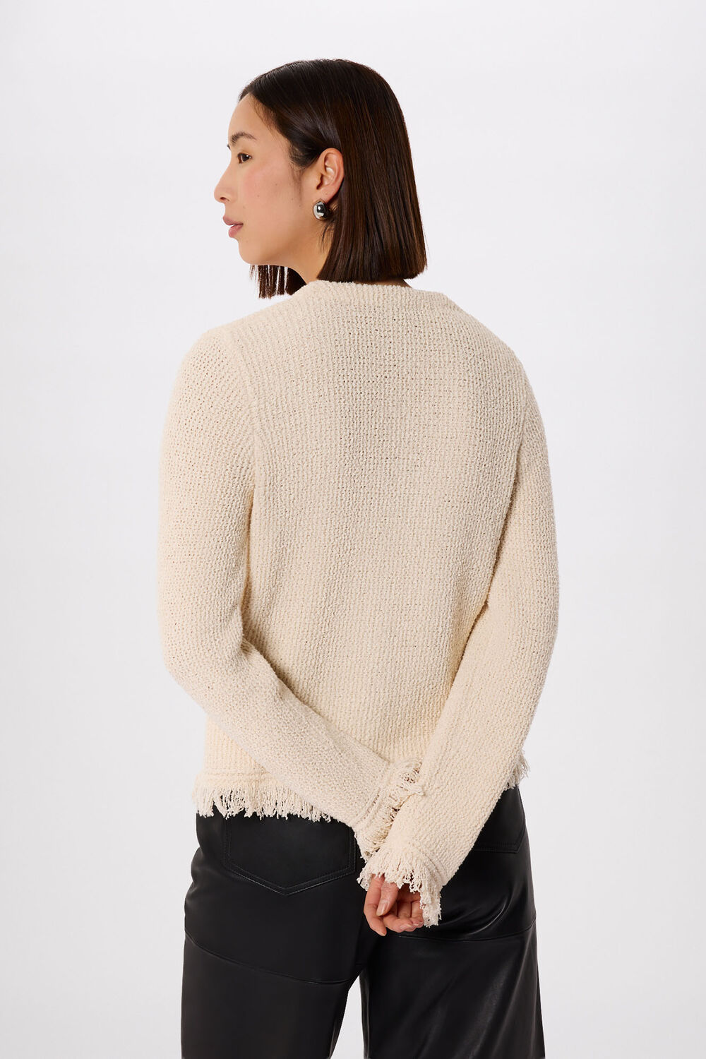 Cotton Boucle Fringe Cardigan