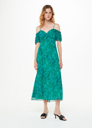 Diagonal Snake Bardot Dress