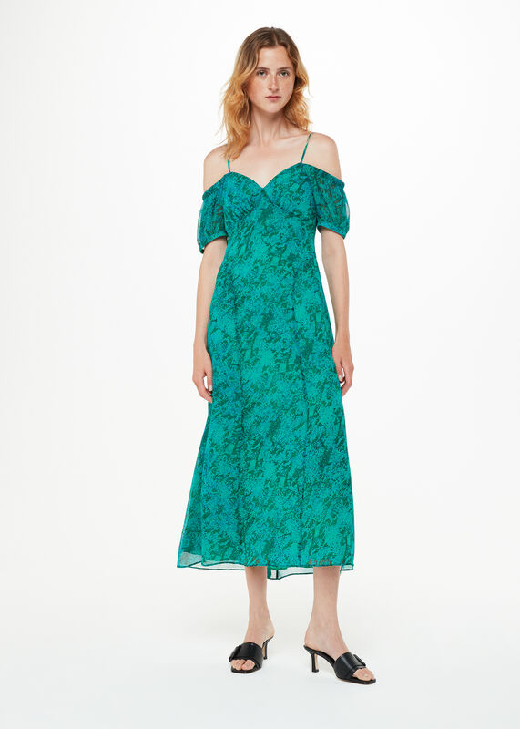 Diagonal Snake Bardot Dress