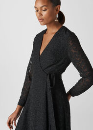 Animal Devore Wrap Dress Black