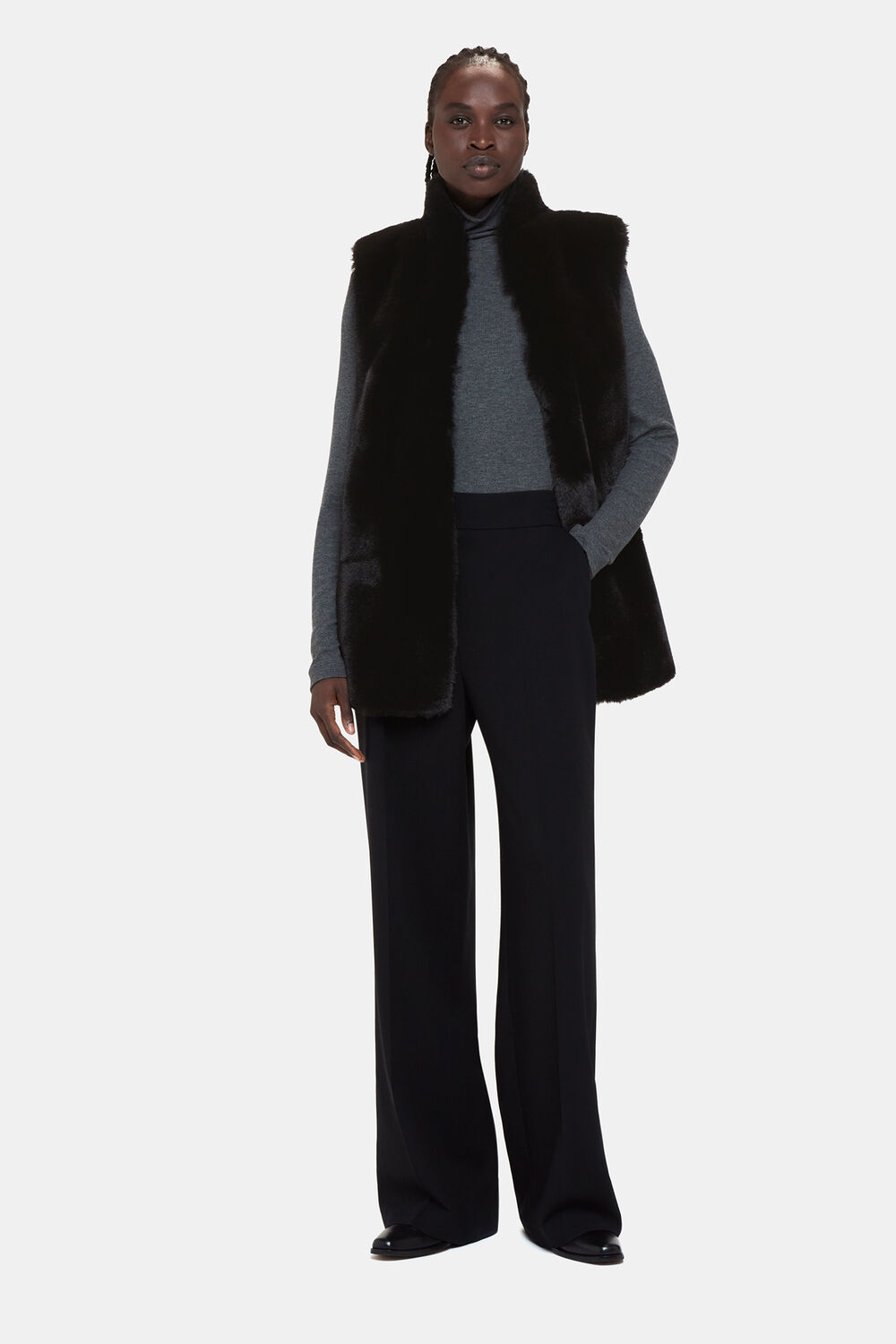 Black Faux Fur Gilet
