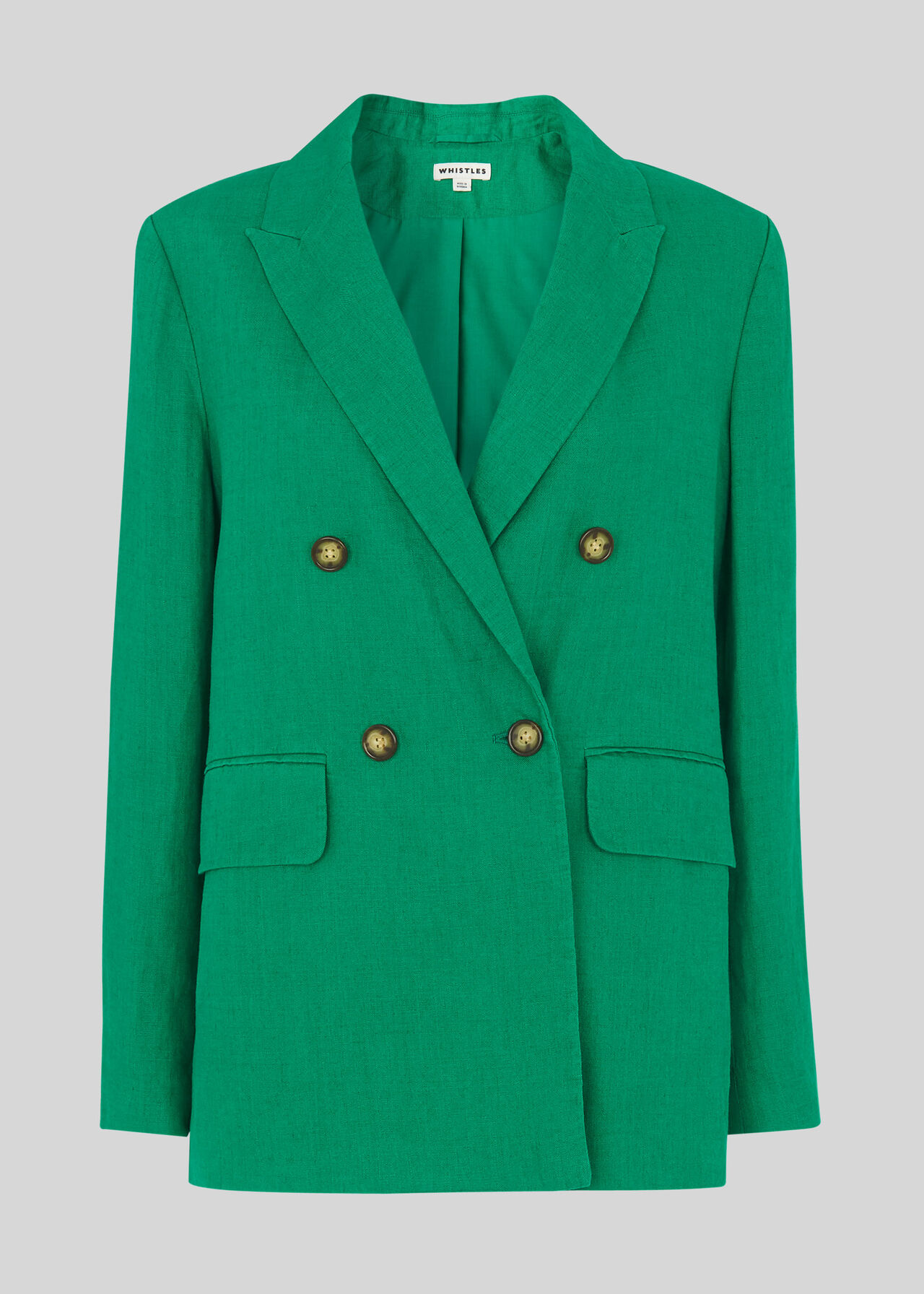 Linen Double Breasted Blazer Green