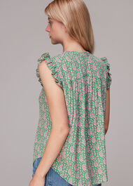 Cut Out Leaf Frill Blouse