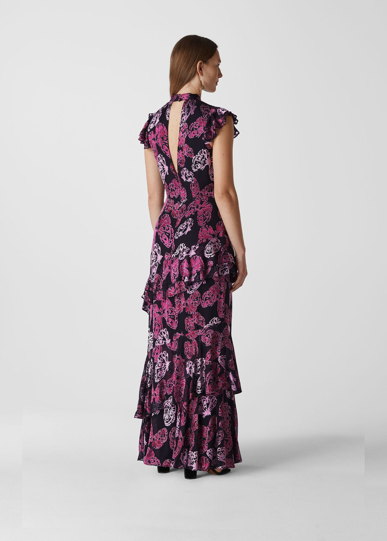 Butterfly Devore Maxi Dress Gold