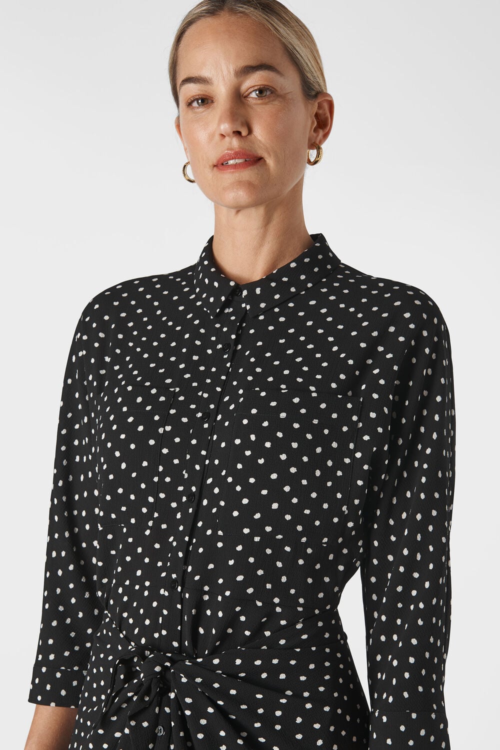 Abstract Spot Selma Tie Dress Black/Multi