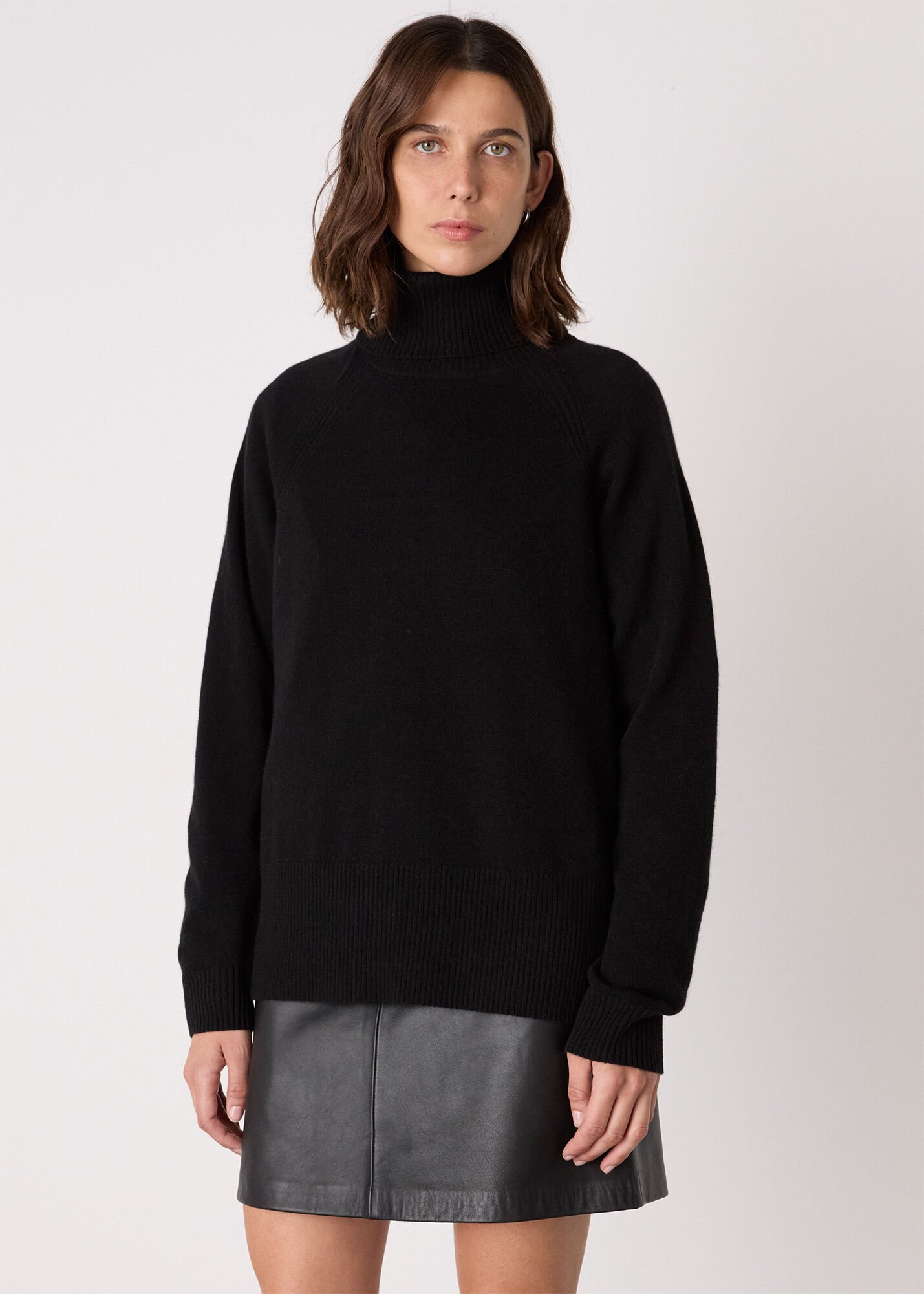 Women's Black Cashmere Turtleneck Sweater | Whistles US |