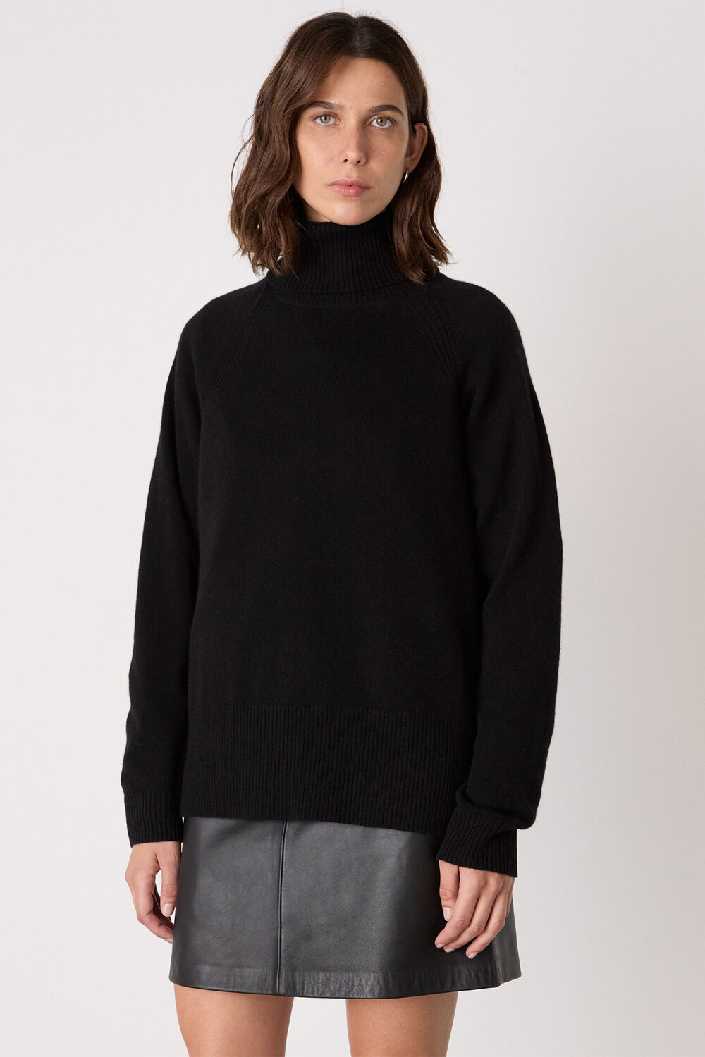Black Cashmere Roll Neck