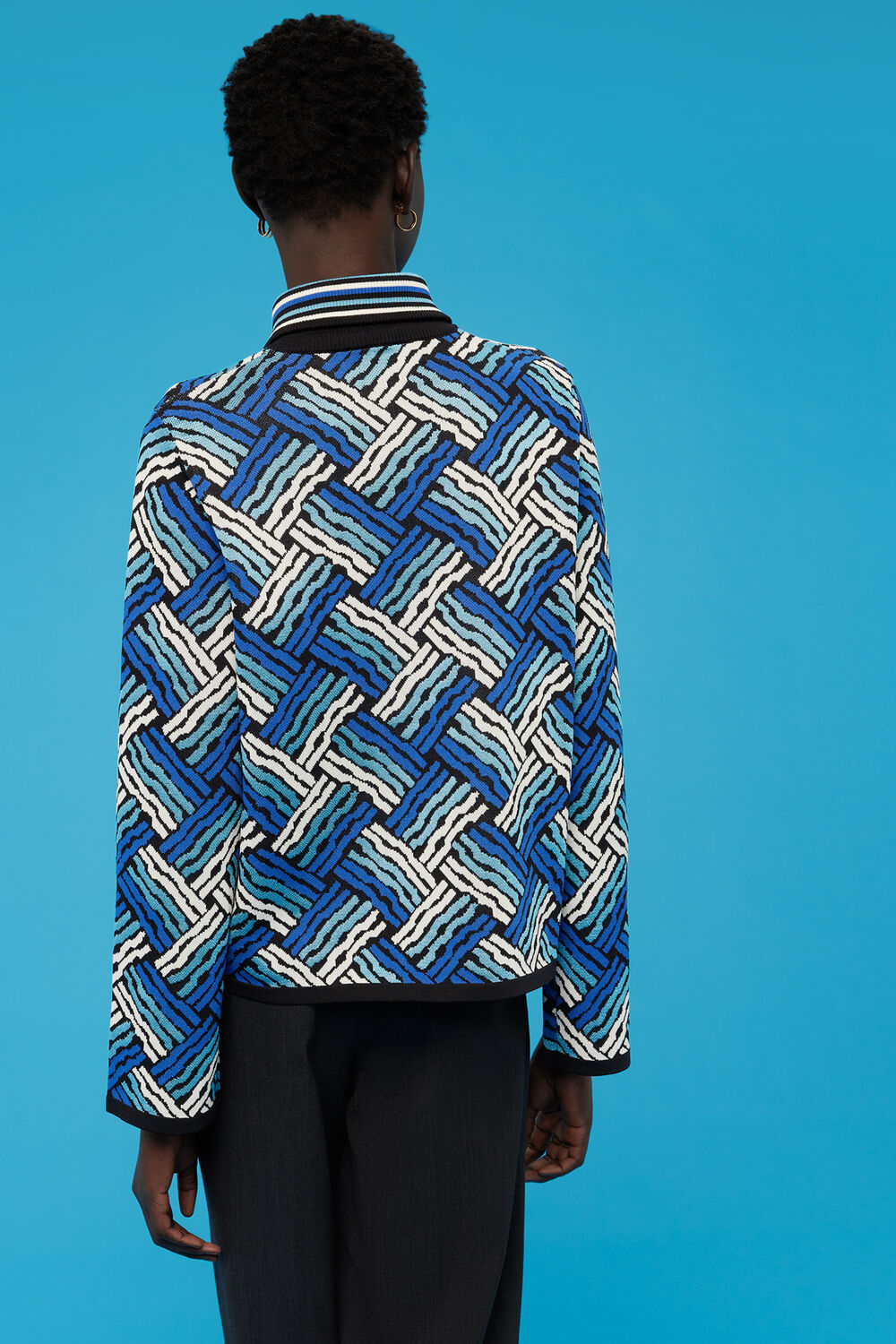 Jacquard Zip Neck Knit