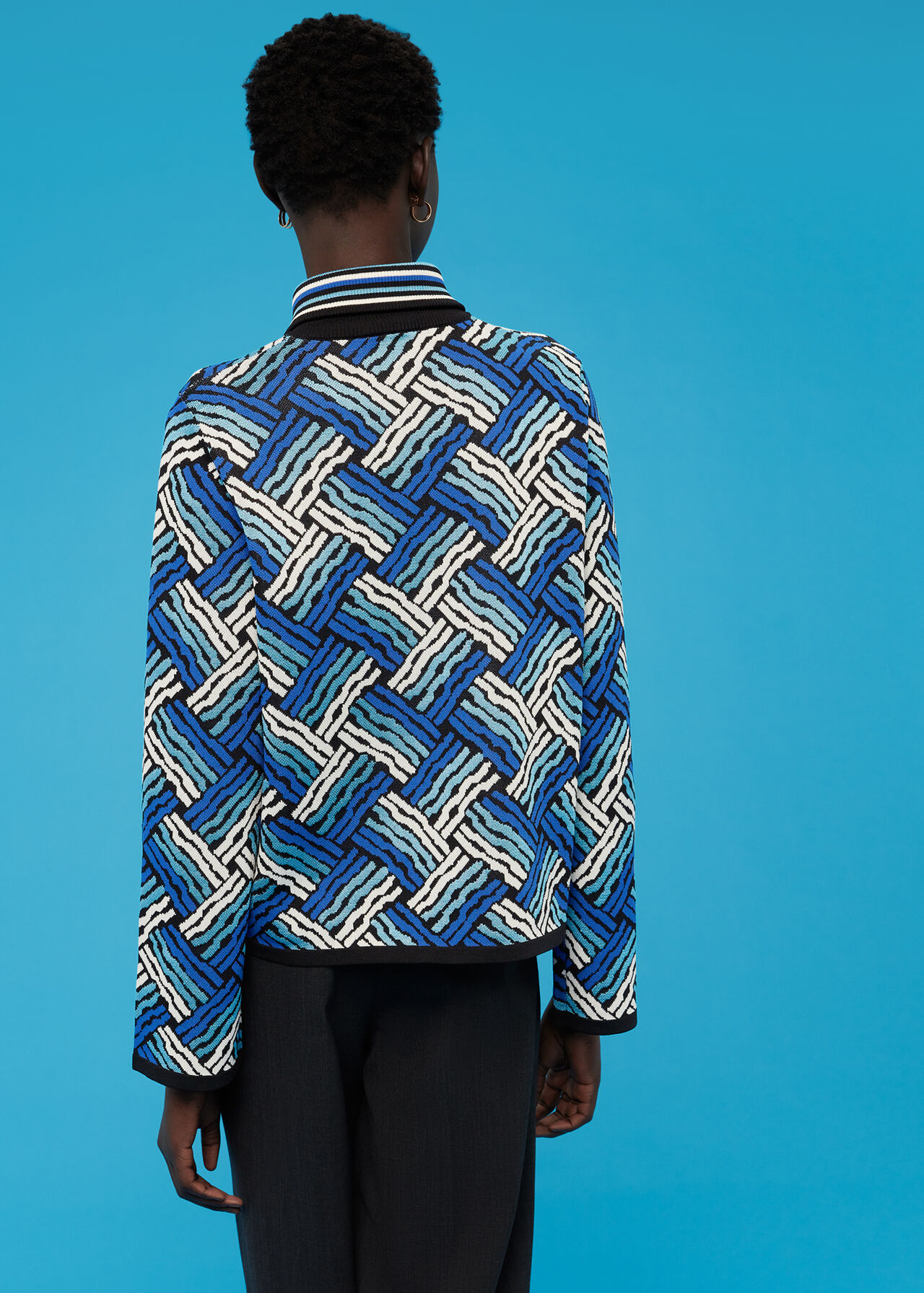 Jacquard Zip Neck Knit