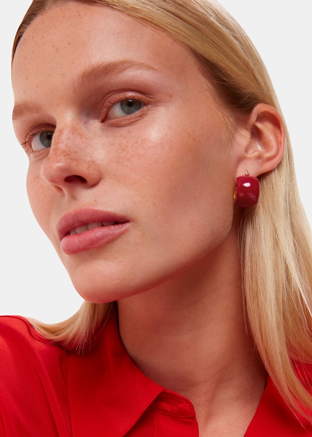 Red Enamel Wide Hoop