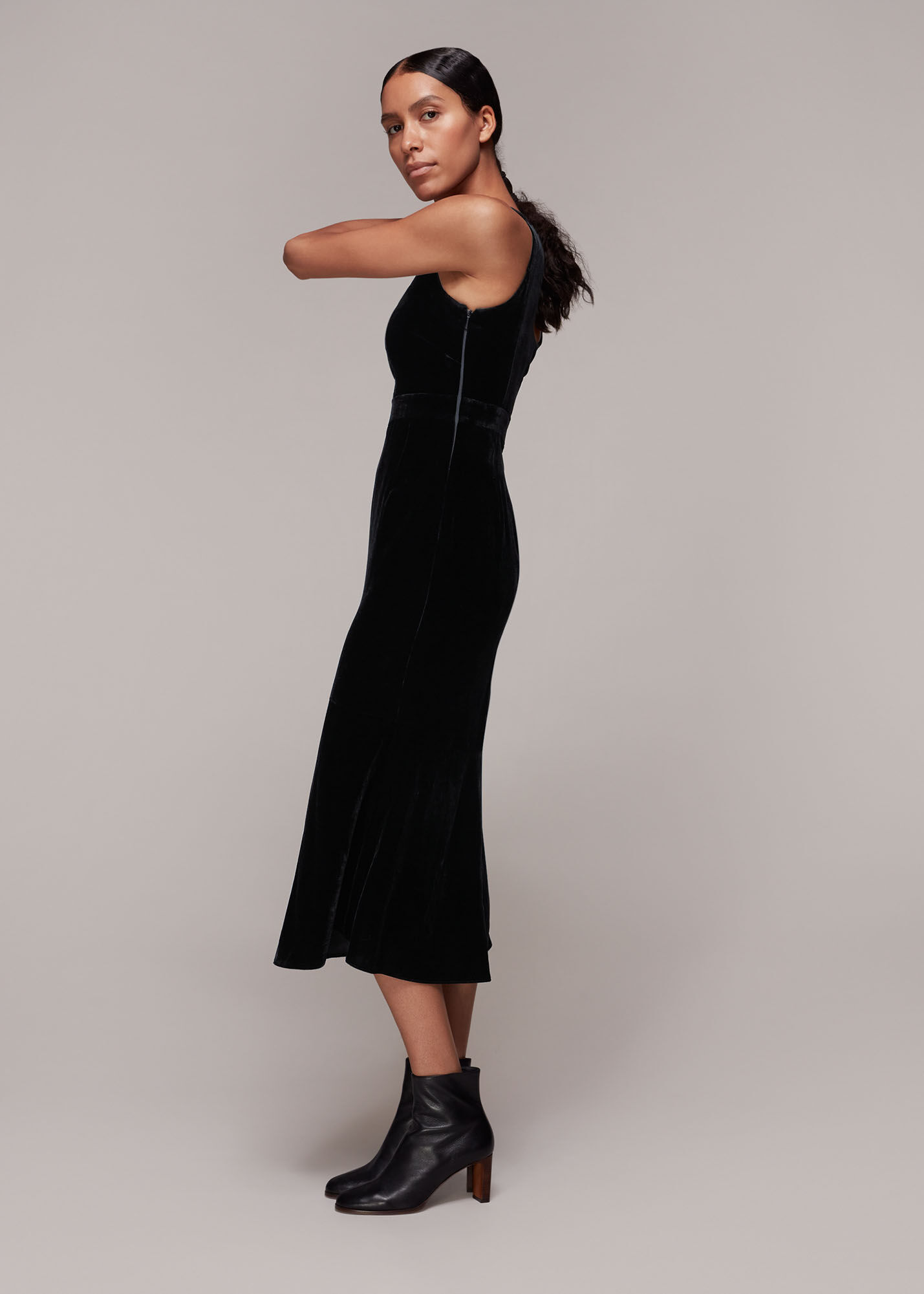 Warehouse black velvet shop dress