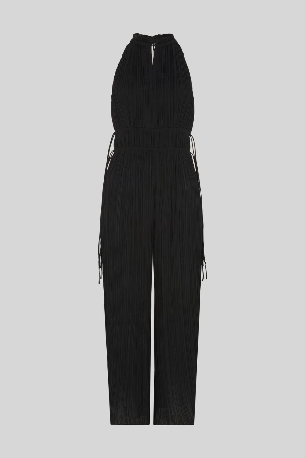 Plisse Pleated Jumpsuit Black