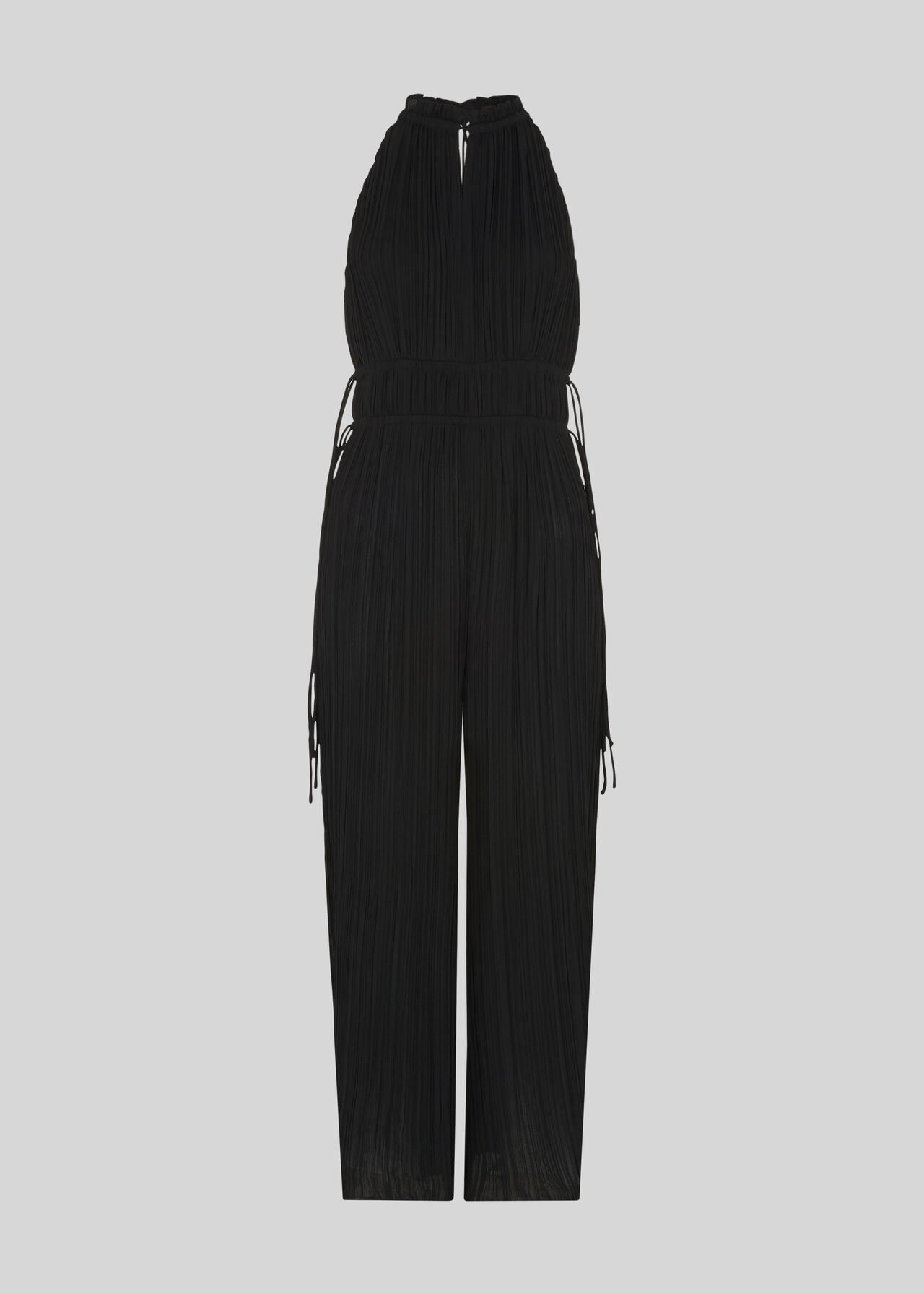 Plisse Pleated Jumpsuit Black