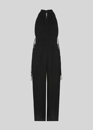Plisse Pleated Jumpsuit Black