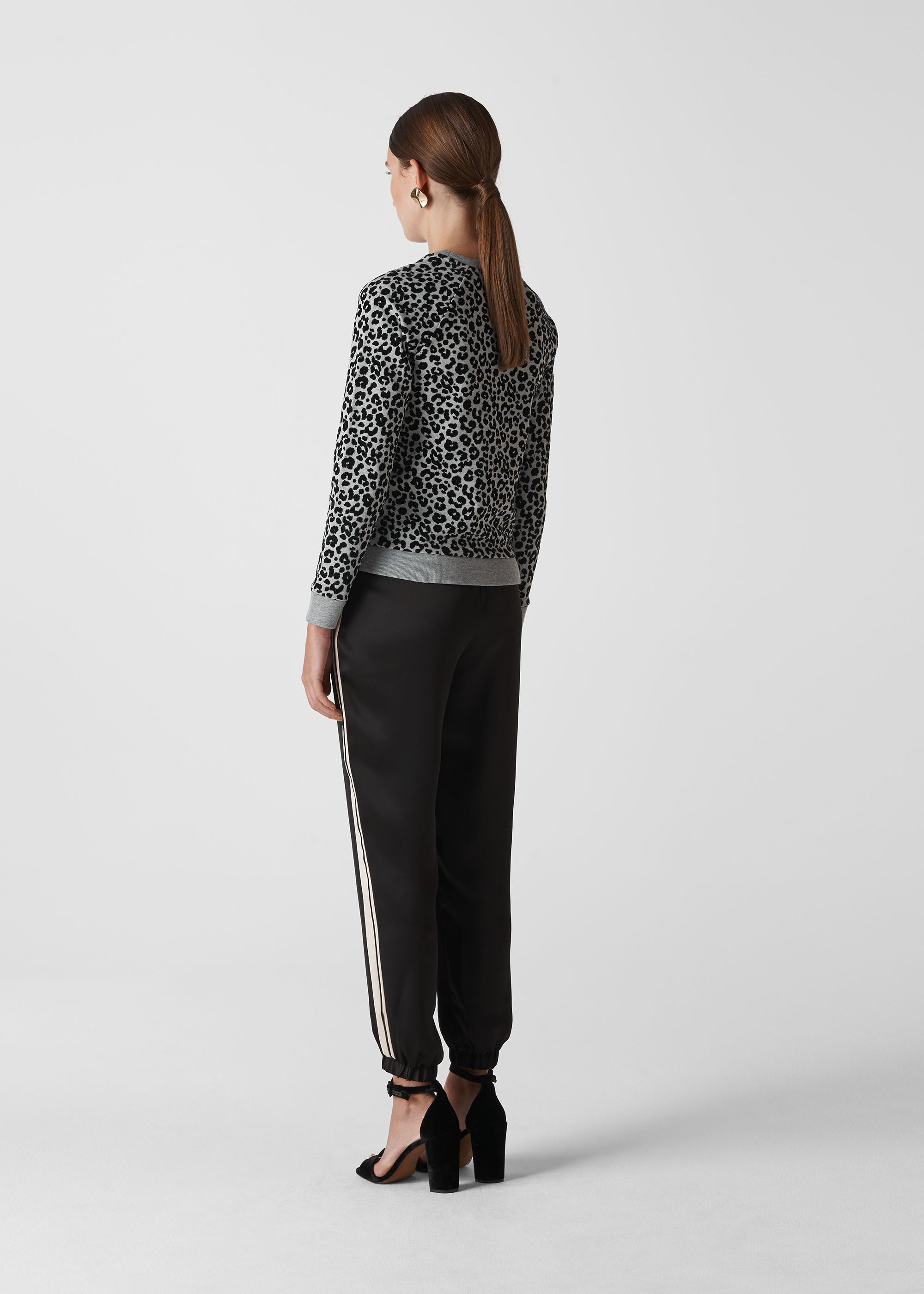 Black Satin Side Stripe Jogger WHISTLES Whistles ROW