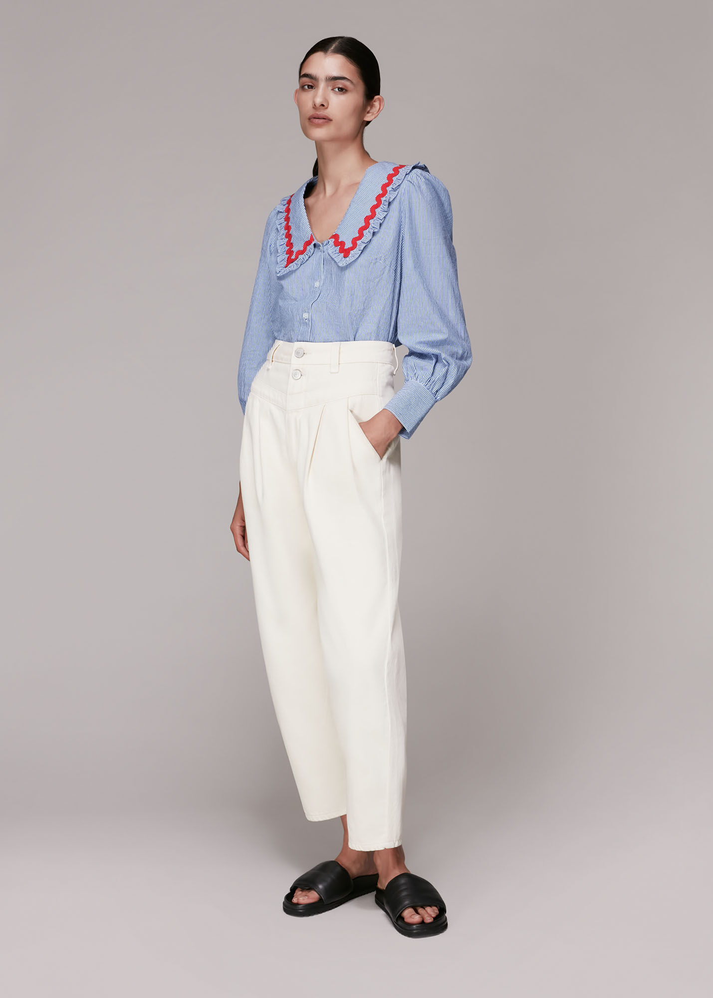 Multicolour Ric Rac Detail Collar Top WHISTLES